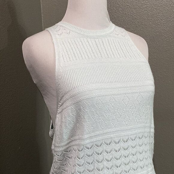 Abercrombie & Fitch Light Blue Knit Sweater Pointelle Tank Top - Picture 3 of 10